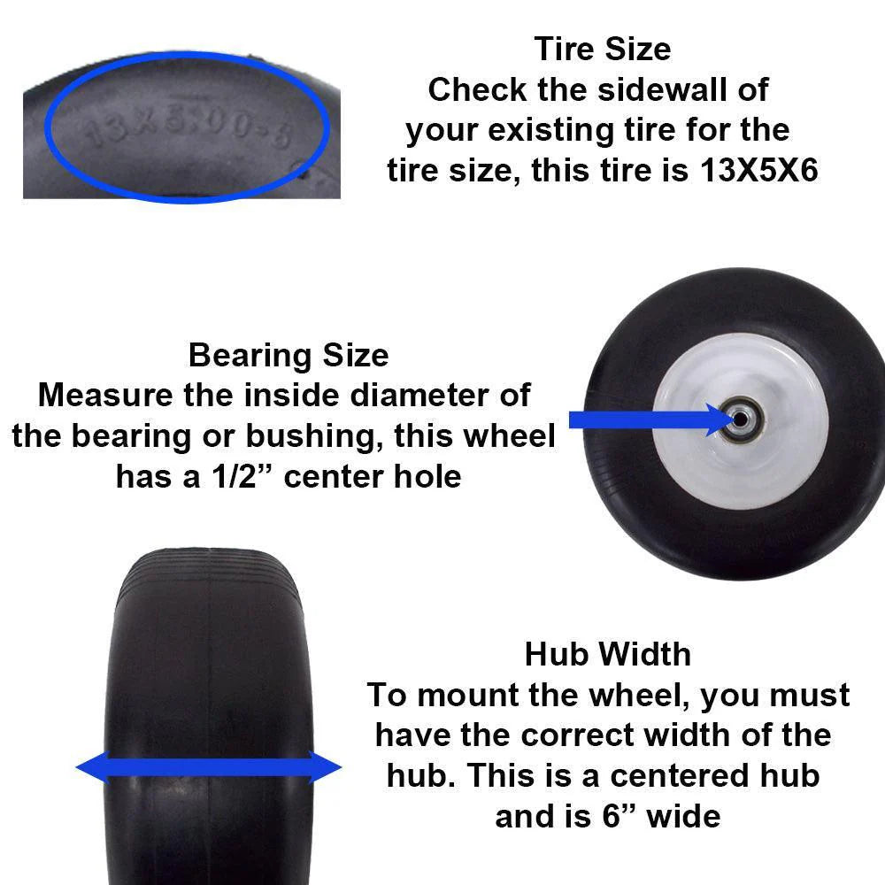 Proven Part 2 Pack 13X5X6 White No-Flat Front Solid Tire Puncture Proof Fits Exmark Fits Toro Mowers Matching The Following Part Numbers 109-9126 - 103-351 - 126-5360 1-633582 1-633002 - Bradley Mowers Super Store